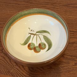 Vintage Stangl  Pottery 8” Bowl With Olive Design Please Note There Is A Crack In It