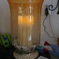 Glass Candle Holder & Candle 