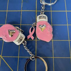 Pink Gloves Keychain And Pins