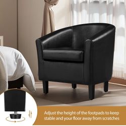 Faux Leather Club Armchairs, PU Leather Accent Chairs with Soft Padded Seat for Living Room Bedroom Waiting Reading Room, Blac