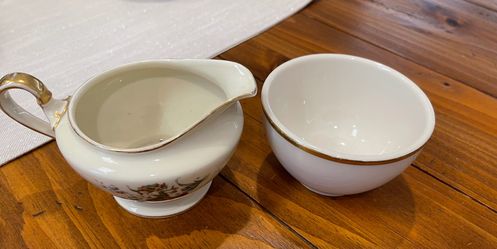 Stern brothers creamer and Syracuse china sugar bowl
