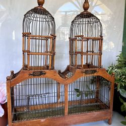 Unique Large Vintage Double Birdcage Large Twin Dome Design - Elegant Bird Cage Decorative Home Decor Accent