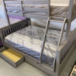 Furniture, Mattress, Boxspring, Bunk, Bed, Chest Dresser, Mirror, Nightstand