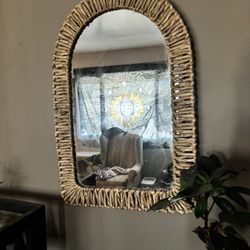 Rattan/ wicker ➰ arch wall mirror bl