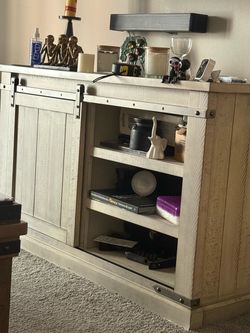Rustic Farmhouse Sliding Barn Door Console Cabinet