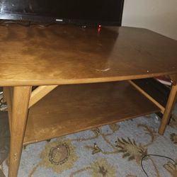 Wood TV Stand Table With 2 Levels