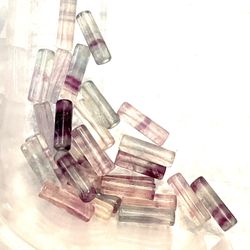 Lot Of 25 Fluorite Tube Beads