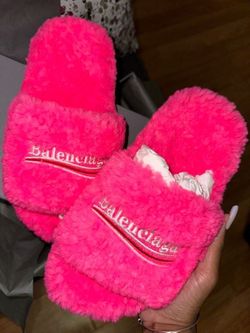Pink Furry Balenciaga Slippers 