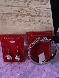 Holiday Lane Hinged Bracelet and Earrings