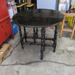 Antique Drop Leaf Gate Turned Leg Table 1 Drawer