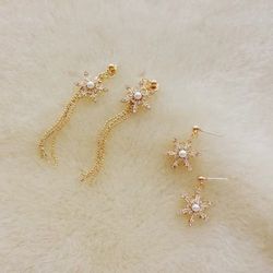 Snowflake diamond stone earrings