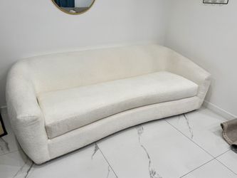 Cindy Crawford Home Curved Bouclé Sofa – Like New