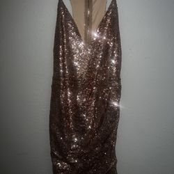 Rose Gold Sequin Dress Large 