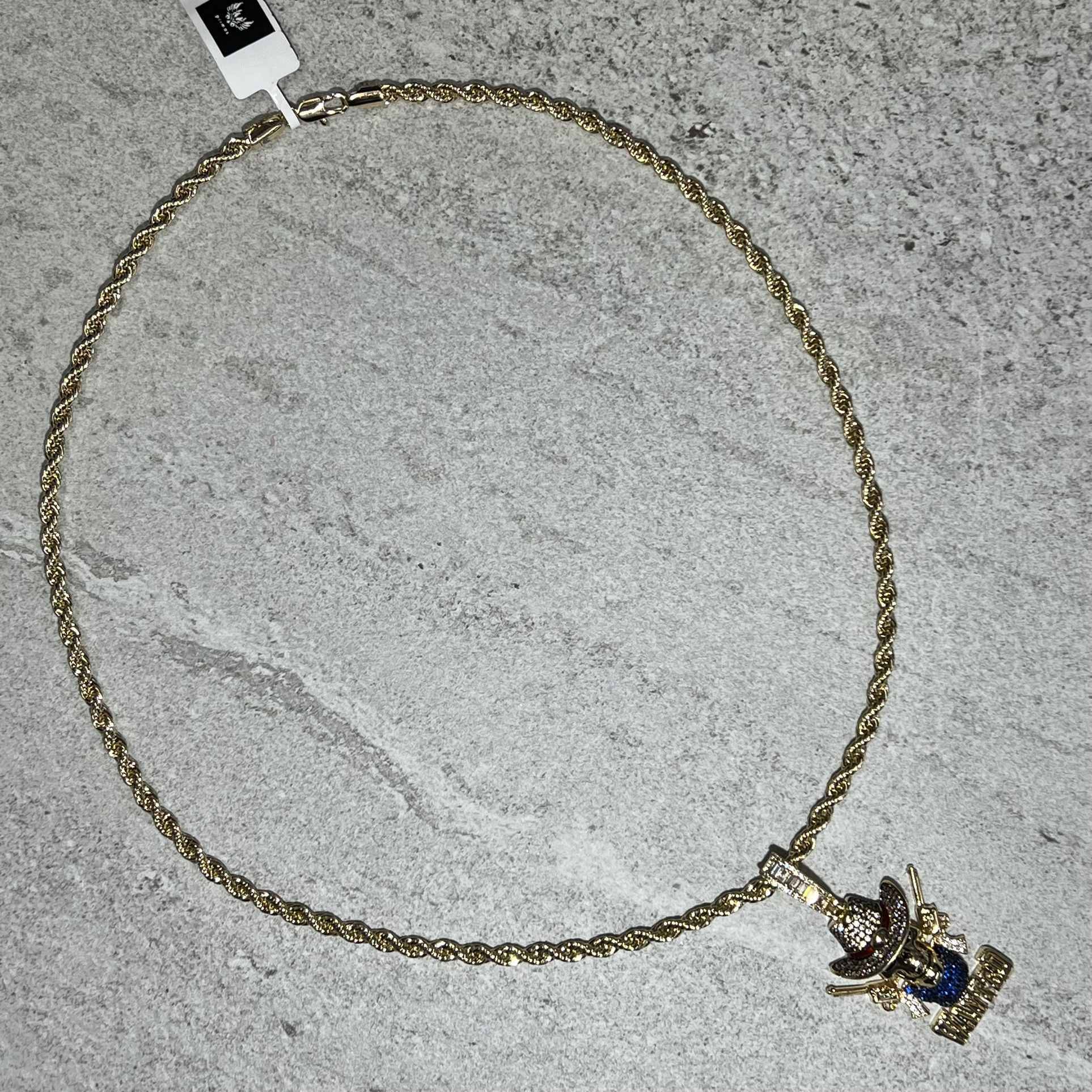 14K GOLD FILLED ROPE CHAIN WITH “WANTED” PENDANT