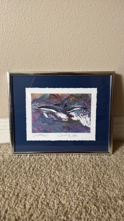 Joelle C. The Spirit Of Life Watercolor Whales Art Painting Handmade