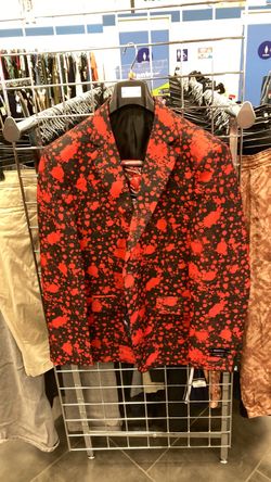 Black and Red Splatter Print Blazer