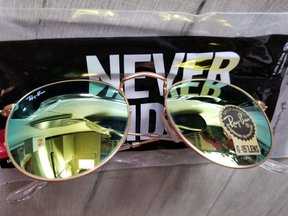 NEW Ray Ban Aviators, Green Flash Gradient G15 Lense
