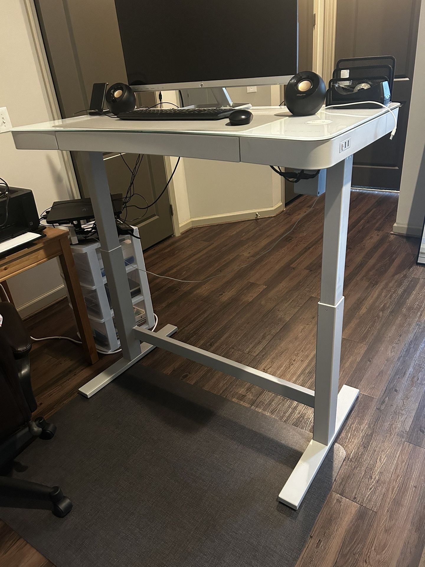 Adjustable Glass Top Desk