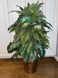 Artificial Floor Plant in Woven Basket 40” tall