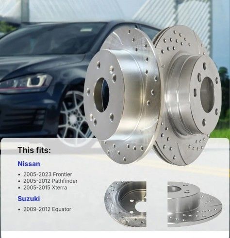 Front Cross Drilled and Slotted Rotors For 2005-2023 Nissan Frontier-Pathfinder-XTERRA