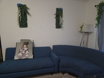 Blue Fabric Sectional Sofa