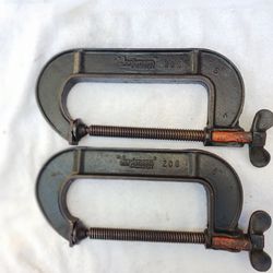 Vintage rare set C Clamps 6" Jorgensen 206 with  quick release made in usa