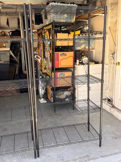 Black wire storage rack shelves. 5 shelf, heavy duty.
