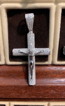 Sterling Silver Cross Iced Out Charm