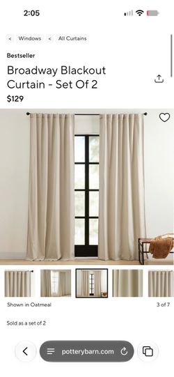 Broadway Blackout Curtain - Set of 2, Oatmeal, 50 x 108"