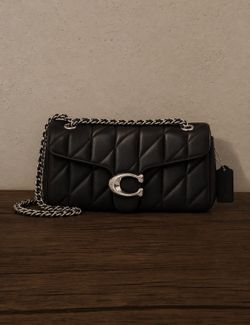 Coach Tabby Shoulder Bag 26 with Pillow Quilting, in Black/Silver.