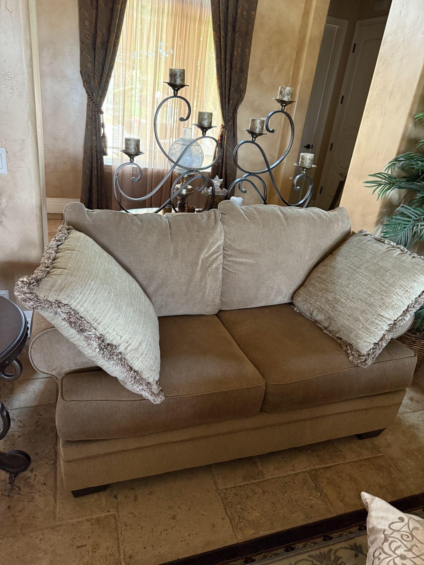 Loveseat Couch Camel Brown