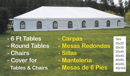 Tent ,tables , Chairs