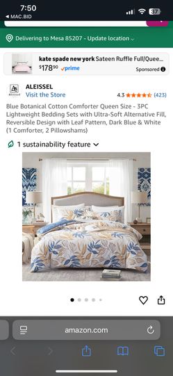 ALEISSEL Blue Botanical Cotton Comforter Queen Size