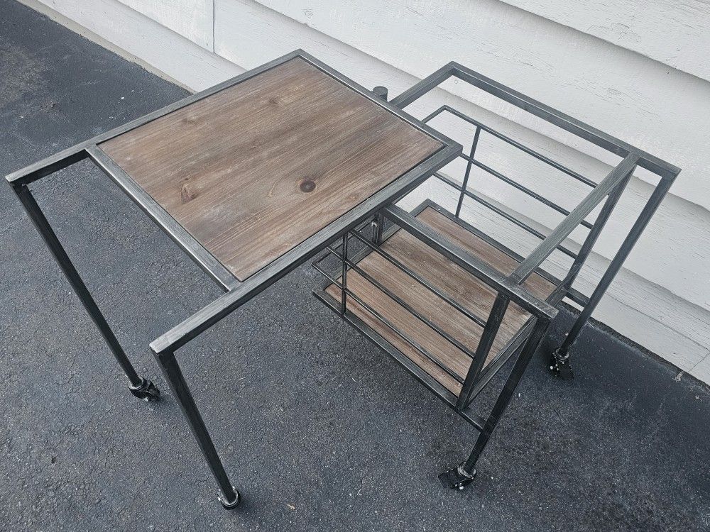 Pair Of Rolling Extendable Side Tables