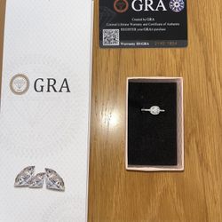 0.5 Ct Moissanite Halo Ring Adjustable 925 Sterling Silver 