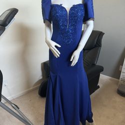 Brandnew Filipiniana Blue Dress Stretchable Size Small Retail Value $259 + Tax 