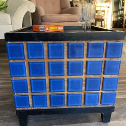 Lovely  Deep Blue Tile  Ottoman