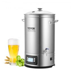 VEVOR Electric Brewing System, 8 GALLON Brewing Stock Pot, All-in-One Home Beer Brewer, 304 Stainless Steel Brewing Supplies with Panel, Includes Glas