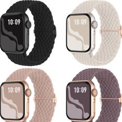 Elastic Braided Solo Loop Bands Compatible with Apple Watch Band 1496" 1575" 1614" 1654" 1732" 1772" for Women Men