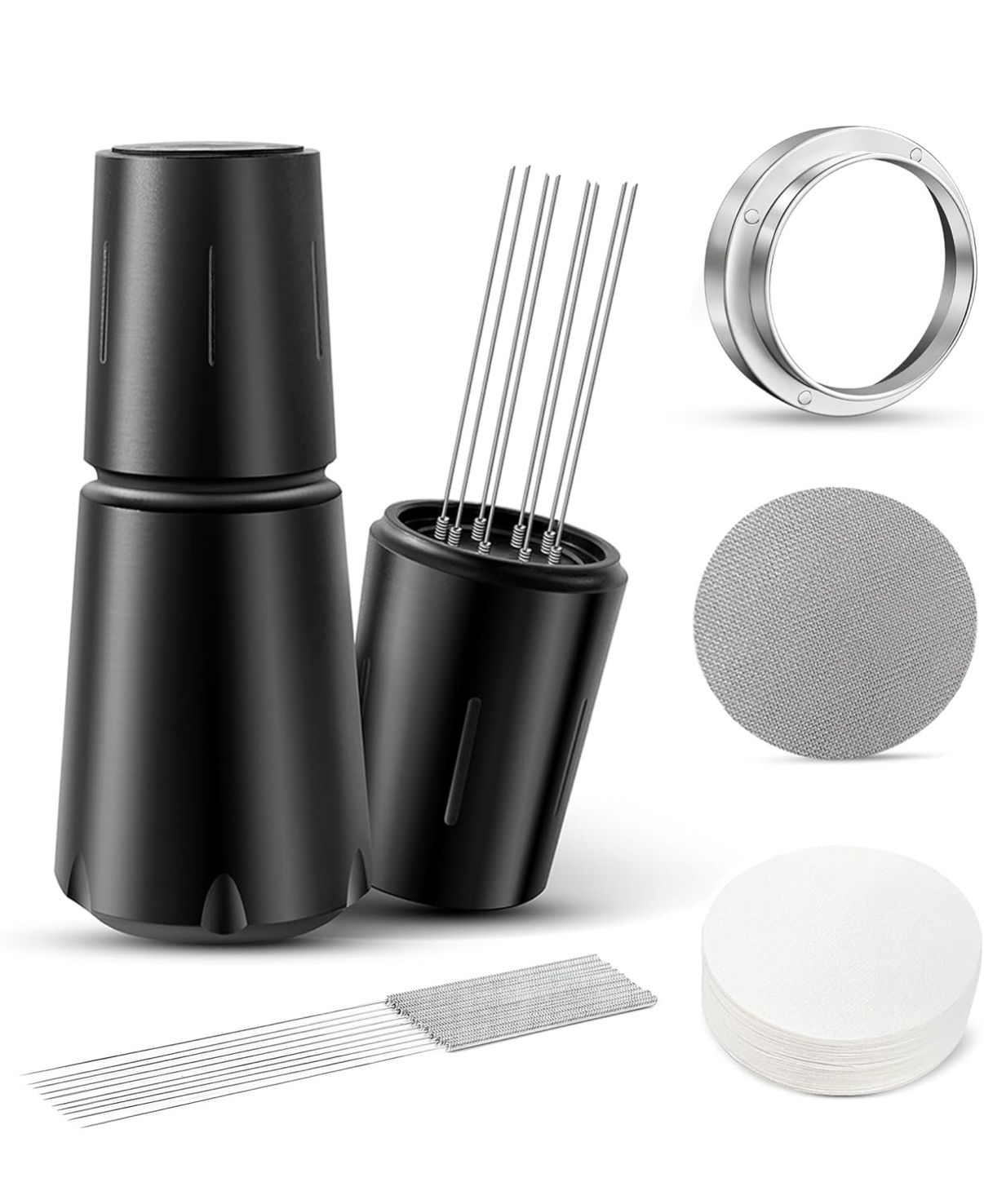 WDT Espresso Distribution Tool, 8x0.35mm Needles Espresso Stirrer with Aluminum Alloy Handle, Stand and 10 Extra Needles, 51mm Espresso Accessories Ki