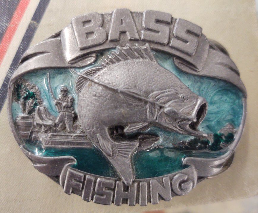 Large Mouth Bass Fishing Solid Brass Belt Buckle