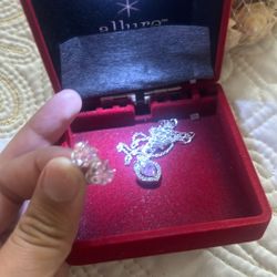 Silver Heart Earrings And Heart Necklace 
