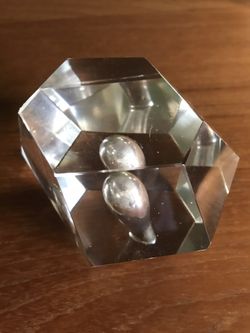 Faceted Glass Pen Holder Paperweight