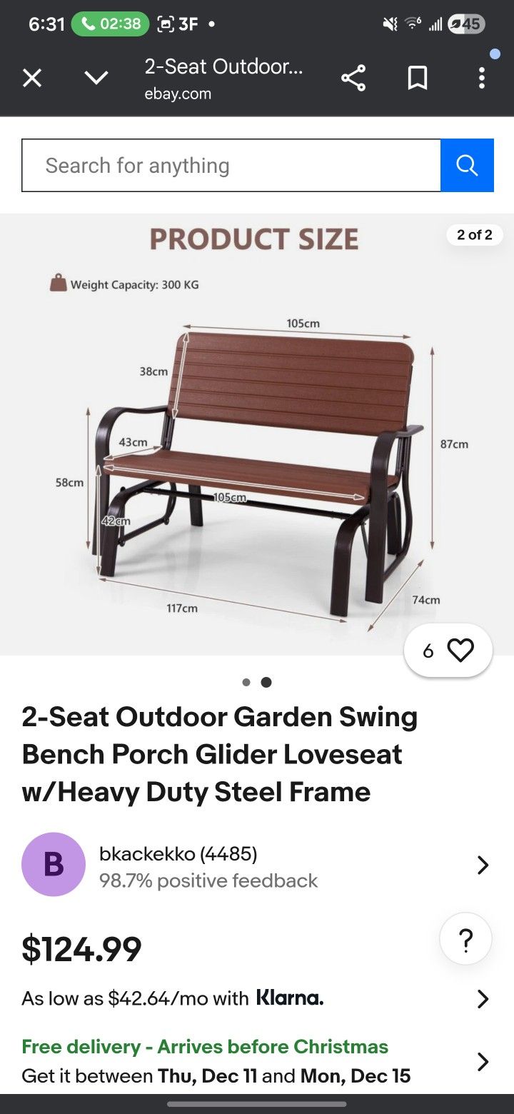 2 Seat Swing Chair