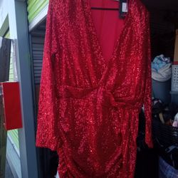 Fashion Nova Red Sequins Dress Size 1x
