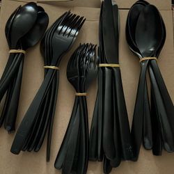GOOD QUALITY SPOONS FORKS KNIVES BLACK 