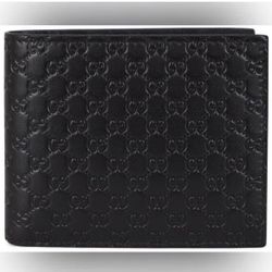Brand New-Authentic Gucci Black Mens Microgussima Bifold Wallet 