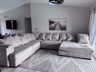 Beige sectional sofa couch sala
