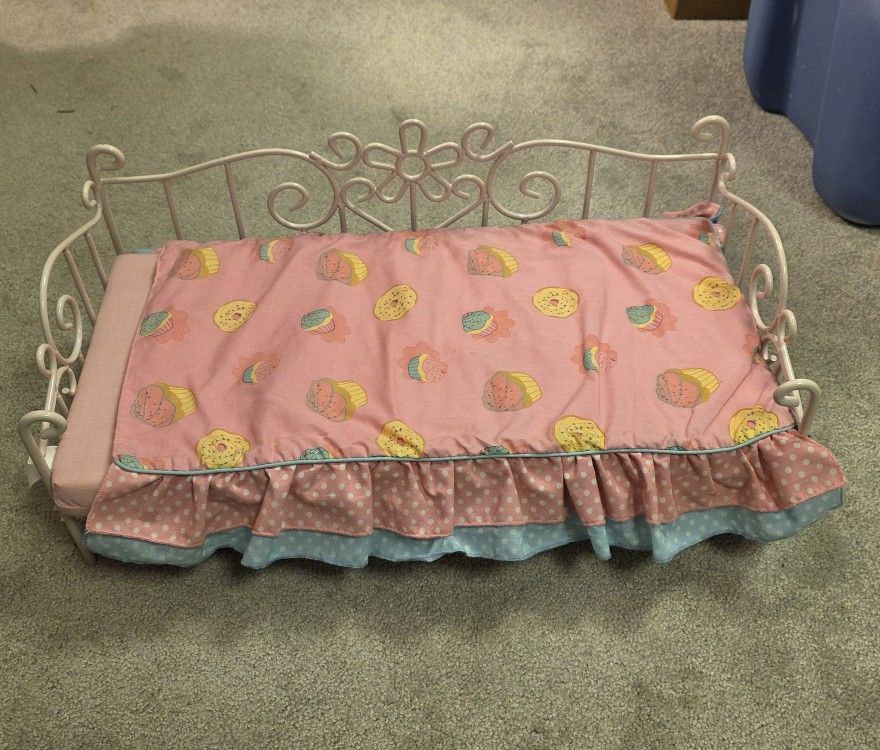 Our Generation Doll Bed with Trundle Pink Metal Frame 18' American Girl size