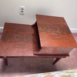 1950s/1960s Vintage Wooden TieredEnd Table with Brass details